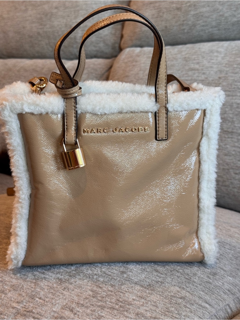 Marc Jacobs Mini Grind Faux Fur Trimmed Crossbody Tote Bag - Like New